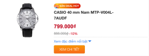 Đồng hồ CASIO 40 mm Nam MTP‑V004L‑7AUDF