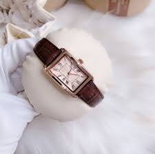 đồng hồ nữu dây da mặt chữ nhật